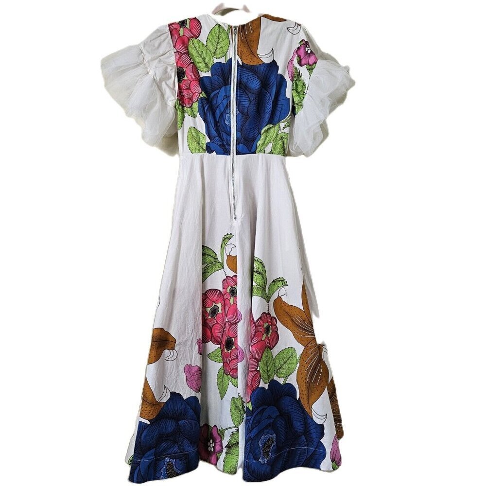 Rahyma Dress S Ethnic Large Floral Luxury African Print Fashion SS Full Skirt - Picture 5 of 16